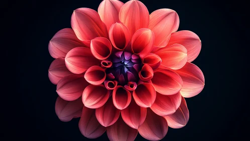 Luminous Dahlia Unfolds in Brilliant Coral Splendor