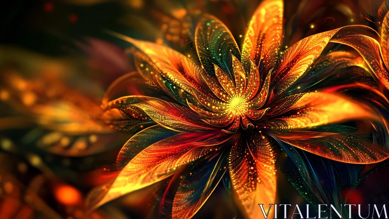Fractal-style luminous flower with layered glowing petals.