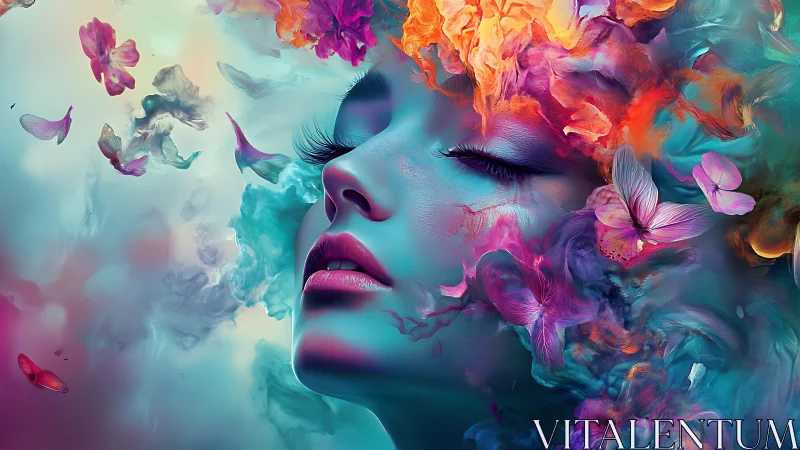 Dreamtide portrait adrift in neon petals and soft fire.