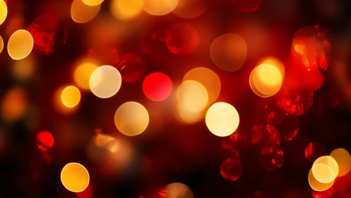 Golden ember bokeh drifting across a velvet-red dusk.