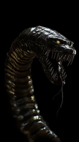 Serpentine creature with segmented body and fanged head.