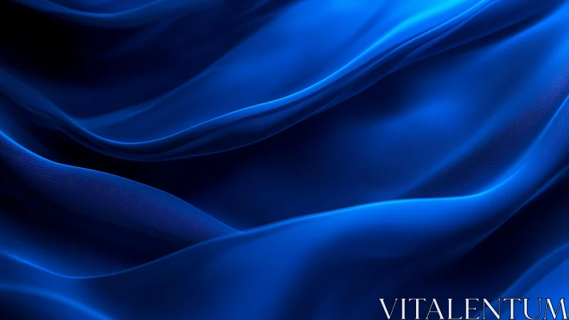Flowing Blue Silk Fabric Abstract Background, Smooth Texture.