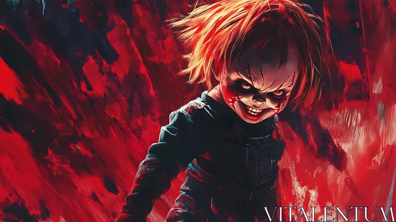 Sinister toy storms through a cyclone of painted crimson fury