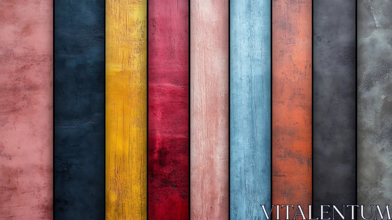 Vertical textured color panels forming striped abstract wall.