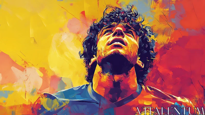 Sunlit soccer dreamer bathed in bold painted colors.