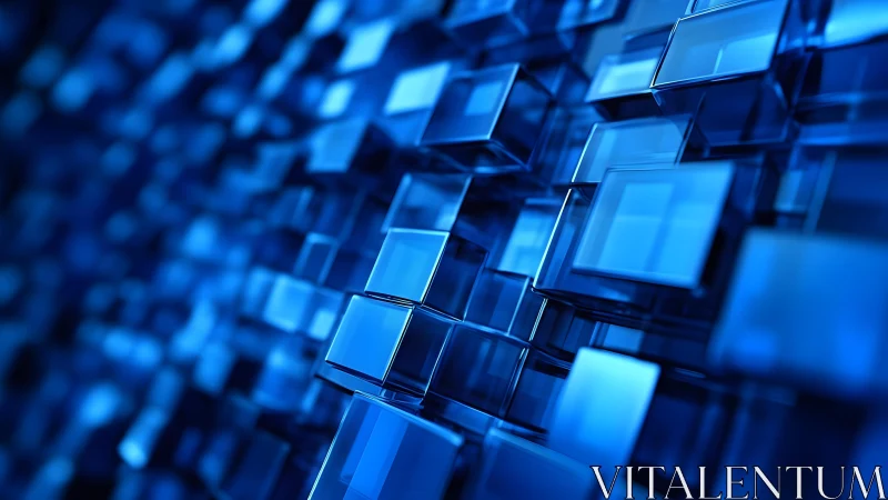 Abstract 3D Blue Glass Cubes Pattern with Futuristic Style.