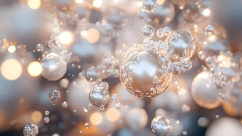 Shimmering Abstract Bubbles in Soft Focus Digital Art Style.