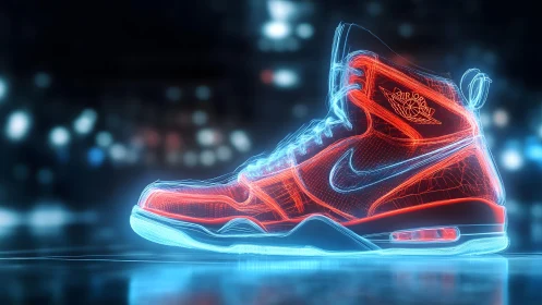 Futuristic Neon Air Jordan Sneaker Illustration with Urban Glow.