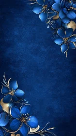 Elegant Blue Flowers Dancing with Gold.
