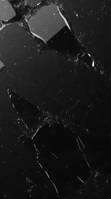 Fractured black glass surface with sharp reflective shards.