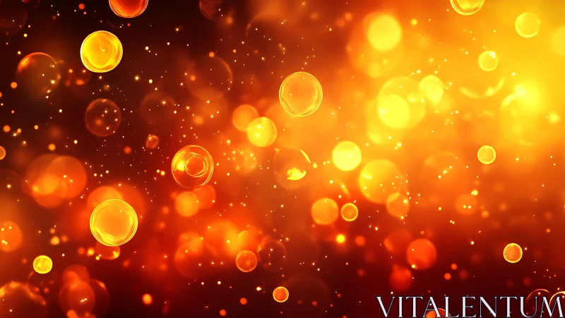 Glowing Orange Bokeh Light Orbs on Dark Abstract Background.