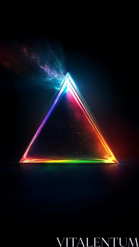 Prismatic cosmic pyramid glowing with gentle rainbow light.