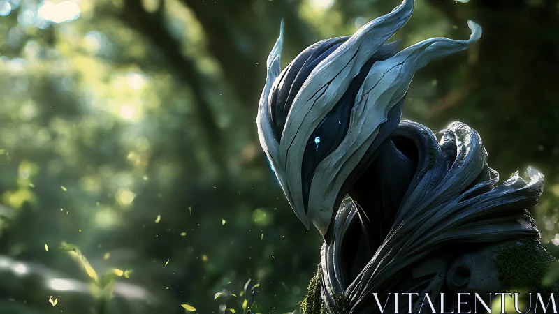 Forest sentinel of silver bark watching sunlit secrets.