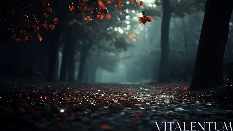 Autumn Forest Path with Luminous Canopy Depth of Field.