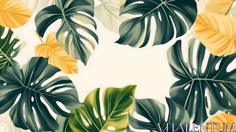 Sunlit tropical leaves framing a calm creative space.