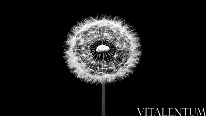 Starlit dandelion clock glows like a tiny moon in velvet space