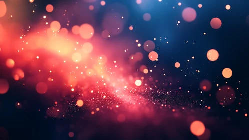 Luminous bokeh particle field in vibrant magenta and blue.