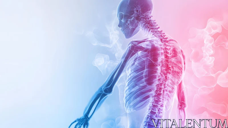 Human Skeleton X-ray Illustration with Soft Pastel Gradient Background. Human Skeleton X-ray Illustration with Soft Pastel Gradient Background.