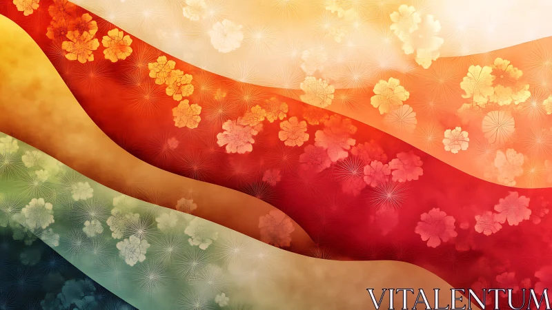 Flowing floral ribbons glow in warm gradient harmony