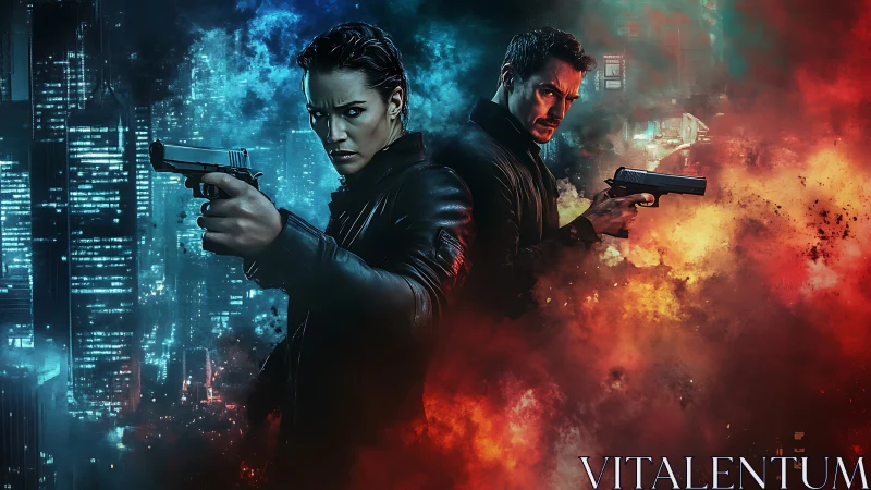 City of sparks and shadows with two relentless vigilantes.