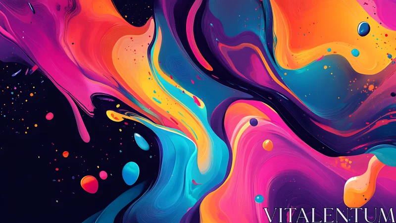 Vibrant abstract liquid color waves on dark background.