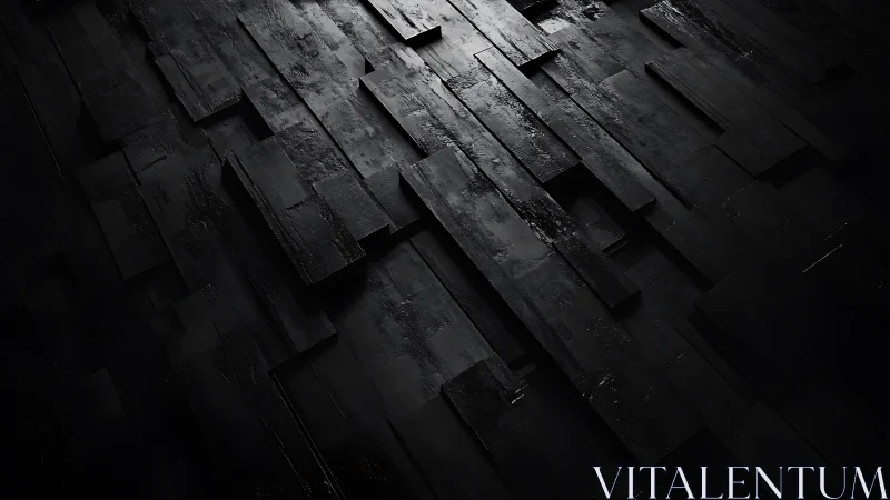 Charcoal plank labyrinth under low industrial moonlight.