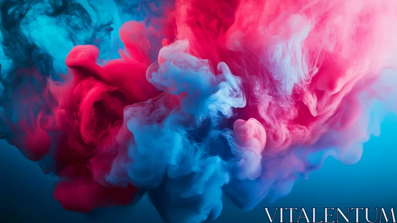 Colored ink diffusion in blue liquid environment.