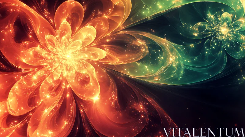 Radiant cosmic blossoms glow with swirling starlit color