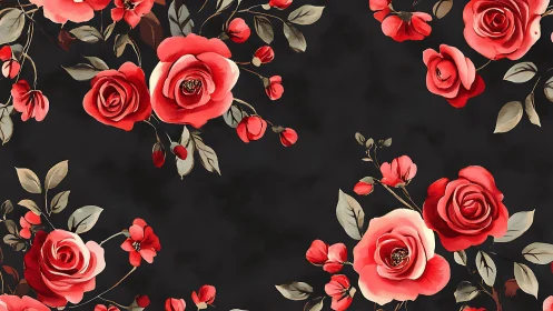 Vibrant Red Roses Dance Against Dark Blooms
