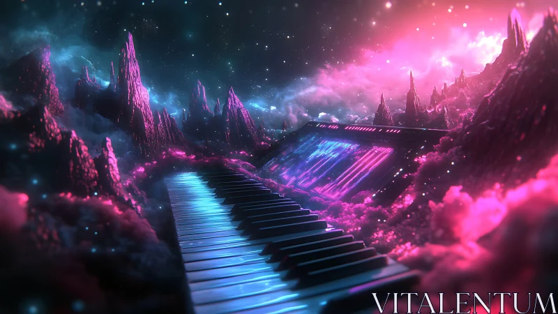 Stellar synthscape where cosmic piano keys ignite nebulae.
