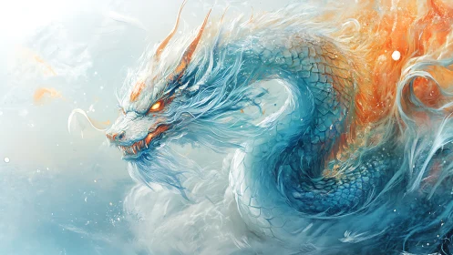 Stormborn frostfire dragon coils through painted skies.