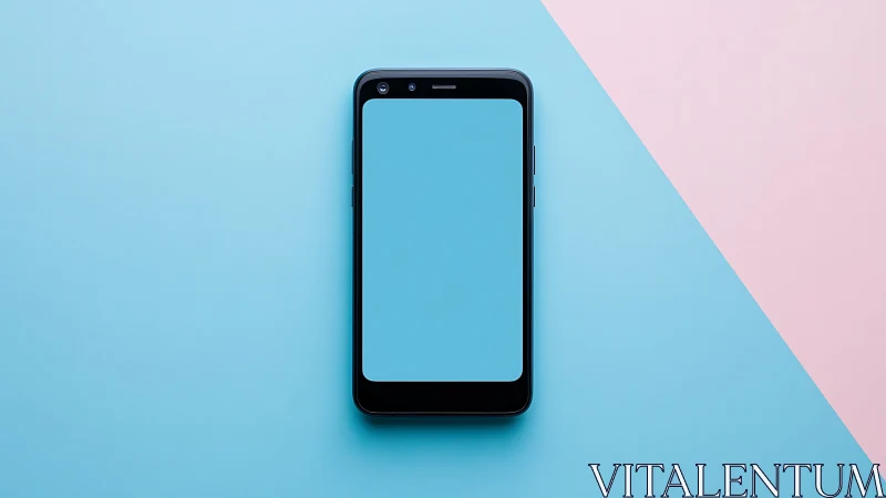 Smartphone Device Mockup with Dual-Tone Background Composition.