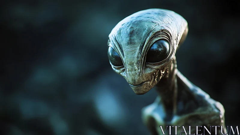 Gleaming-eyed alien wanderer in moody teal starlight gaze.