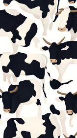 Vector-tiled Holstein cattle pattern with modular silhouettes.