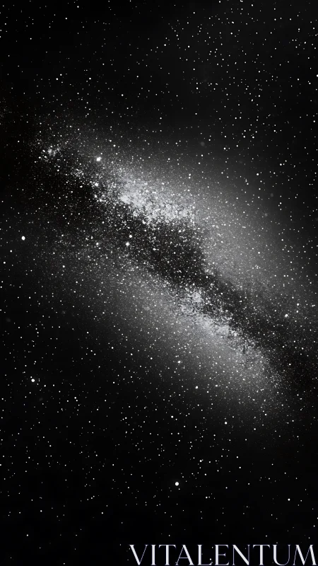 Photorealistic galactic starfield with diagonal milky band composition.
