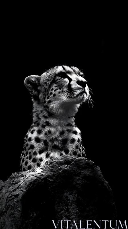 Cheetah Sentinel: High-Contrast Predator Portrait.