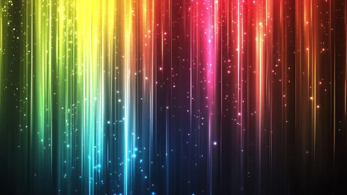 Vibrant Rainbow Light Streaks on Dark Abstract Background.
