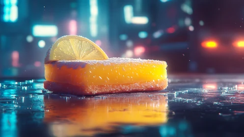Neon Citrus Dessert in Urban Glow.