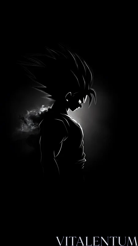 Brooding anime warrior silhouette in stark rim lighting.