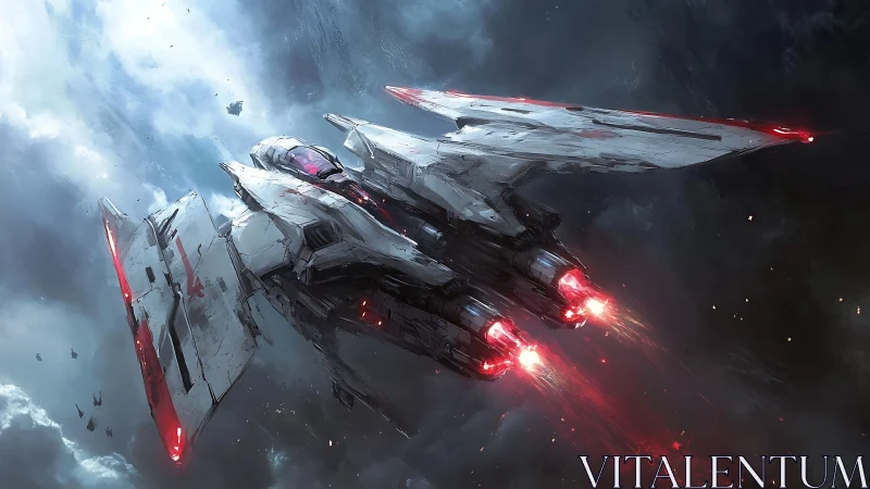 Starbreaker strike craft knifes through stormlit void. Period.