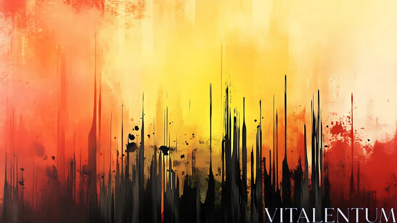 Sunset skyline dreams in bold streaks of fire and shadow.