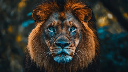 Majestic lion portrait rendered in high-contrast photorealism