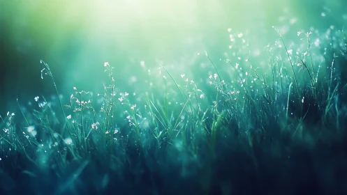 Macro meadow luminance with shallow depth-of-field rendering.