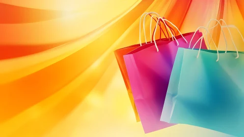 Chromatic shopping vectors against radiant gradient field.