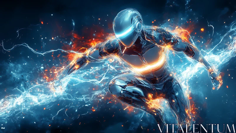 Cybernetic sprinter channels electric firestorm energy