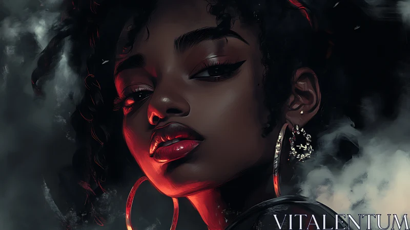 Smoky neon portrait of a confident, quietly fierce muse.