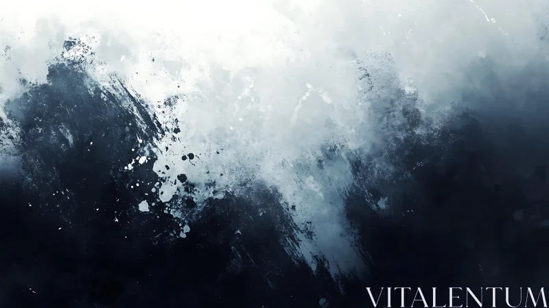 Abstract Ocean Wave in Monochrome Style Digital Painting.