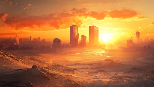 Sunlit desert cityscape glowing with quiet resilience.