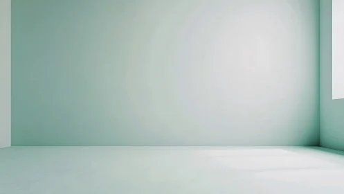 Minimalist mint interior with soft window daylight gradients.