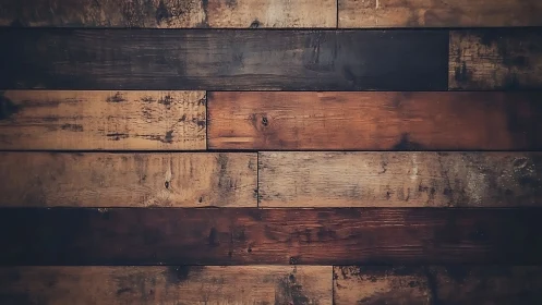 Rustic timber mosaic of weathered planks in moody browns.